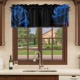 thumbnail image 6 of Blue Rose Curtain Valances for Windows, Kitchen Valance Window Treatments Panel 2 Pack, Vintage Abstract Garden Flower Floral Black Rod Pocket Short Curtains for Bathroom Bedroom 54 x 18 Inch, 6 of 8