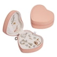 thumbnail image 3 of Estuche de almacenamiento compacto para maquillaje, anillos, collares y pendientes de PU para niñas y mujeres. Rosado, 3 of 9