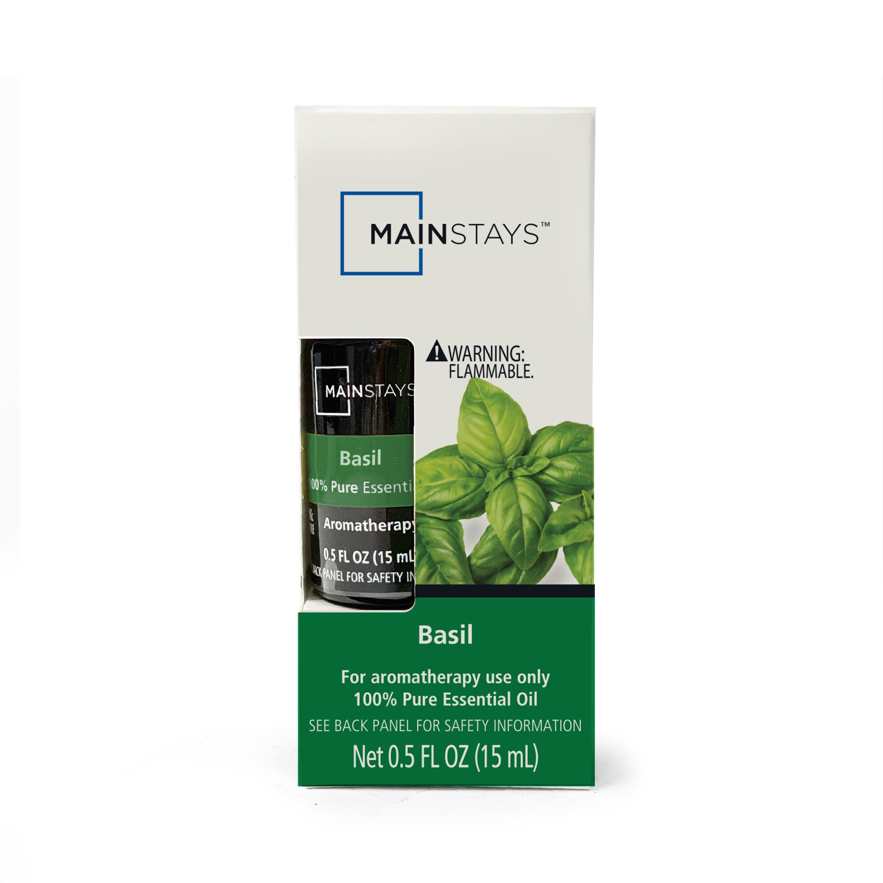 Mainstays, Basil 100% Pure Essential Oil 0.5 fl oz Amber Glass Bottle, Aromatherapy