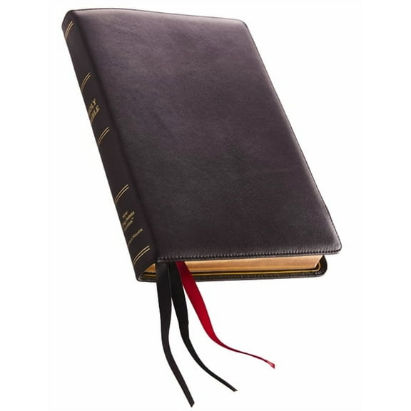 NKJV, Thinline Reference Bible, Large Print, Premium Leather, Black, Sterling Edition, Comfort Print, (Hardcover)