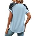 thumbnail image 3 of DYMADE Women Minimalist Lace Summer Tops Short Sleeve V-Neck T-Shirts, 3 of 4