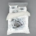 thumbnail image 2 of Ambesonne Animal Bedding Set 3 Pcs, White Tiger Portrait, Twin XL, Black Grey White, 2 of 3