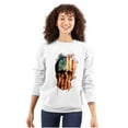 thumbnail image 3 of American Flag Skull Cool Patriotic Unisex Plus Fleece Graphic Sweatshirt Brisco Brands 2X, 3 of 6
