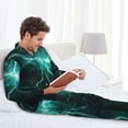 thumbnail image 6 of Sikiie Green Lightning Flash Mens Pajama Set, Soft Warm Long Sleeve Sleepwear, Cozy Button-Down Pjs for Men-Medium, 6 of 7