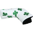 thumbnail image 3 of Sports White Green Shamrock Lucky Clover Putter Head Cover Four Leaf Clover Headcover Namotu CZYD-HY78-2, 3 of 4