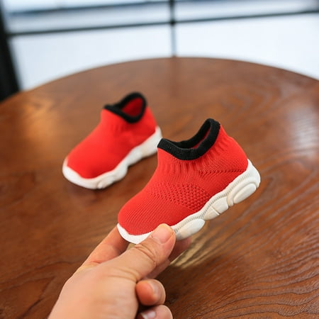 

Toyella 2021 spring new children s shoes 0-1 years old boys and girls high quality mesh breathable color matching personality simple sports shoes Red 15code