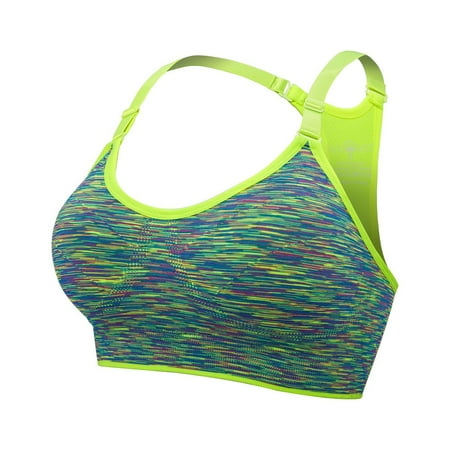 DENGDENG Sports Bras for Women Plus Size Racerback Scoop Neck Push Up Bra Workout Sports Bras Wireless Gym Bralette Fluorescent Green M