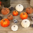 thumbnail image 6 of 4 Pcs Small Velvet Pumpkins Fall Decor Faux Rustic Harvest Pumpkins Decorative Fabric Pumpkins Foam Pumpkins Farmhouse Fall Thanksgiving Halloween Table Centerpiece Decor Fall Decorations for Home, 6 of 6