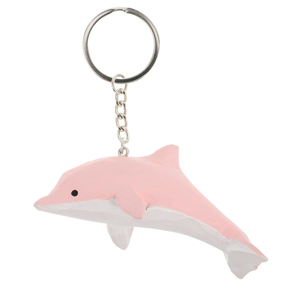 Hemobllo Wooden Dolphin Ornament Ocean Keychain Pink 1Set