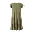 thumbnail image 4 of Lucakuins Mujeres Casual Plisado Vestido Corto, Adultos Primavera Color Sólido Cuello Redondo Manga Corta Mini Vestido Lucakuins moda, 4 of 9
