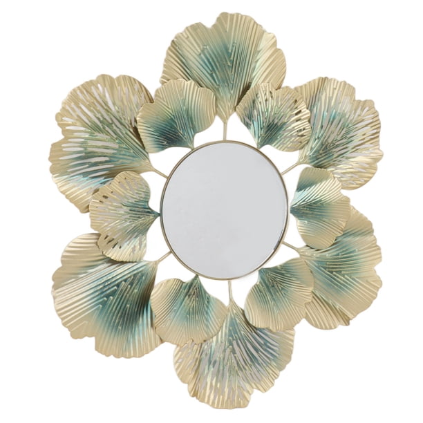 Espejos de Pared, Espejos Decorativos Modernos y Simples de Hoja de Ginkgo Montados en la Pared, Espejos Decorativos de Pared de Hierro Para Dormitorio, Sala de Estar, Oficina