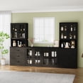 thumbnail image 2 of RichYa Kitchen Pantry Cabinet Set of 4,94" W Buffet Sideboard Coffee Bar with Glass Door Hutch,Modular Storage Cabinets with Shelves & Drawers for Dining Room,Black(CFFC), 2 of 10
