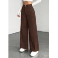 thumbnail image 4 of PRETTYGARDEN Women's High Waisted Corduroy Pants Casual Textured Ribbed,Button Zip Closure,Front Pockets,Wide Leg Trousers,Y27k Vintage Palazzo Slacks,Everyday Wear for Work Travel, 4 of 8