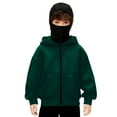 thumbnail image 2 of Bosanter Boys Balaclava Hoodie Zipper Full Zip Front Built-In Mask Winter Running Cycling Outdoor Workouts Athletic Cold Gear, Dark Green 10-11Y, 2 of 6