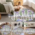 thumbnail image 5 of Round Rug 5Ft Washable Non-Slip, Spring Purple Flowers Circle Area Rugs for Living Room Bedroom, Farmhouse Leaves Fences Gray Plaid Indoor Floor Mats Carpet Runner for Home Decor Aesthetic, 5 of 8