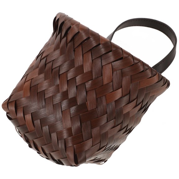 ETEREAUTY Small Light Brown Woven Hanging Storage Basket, 1 Piece, Ideal for Bedroom Organization and Home Decor
