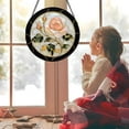 thumbnail image 2 of Stained Glass Window Hanging - Black White Pink Rose Sun Catcher for Door Home Decor Flower Suncatcher Christmas Mother's Day Birthday Gifts for Women Men Lovers Mom Nana, 2 of 6