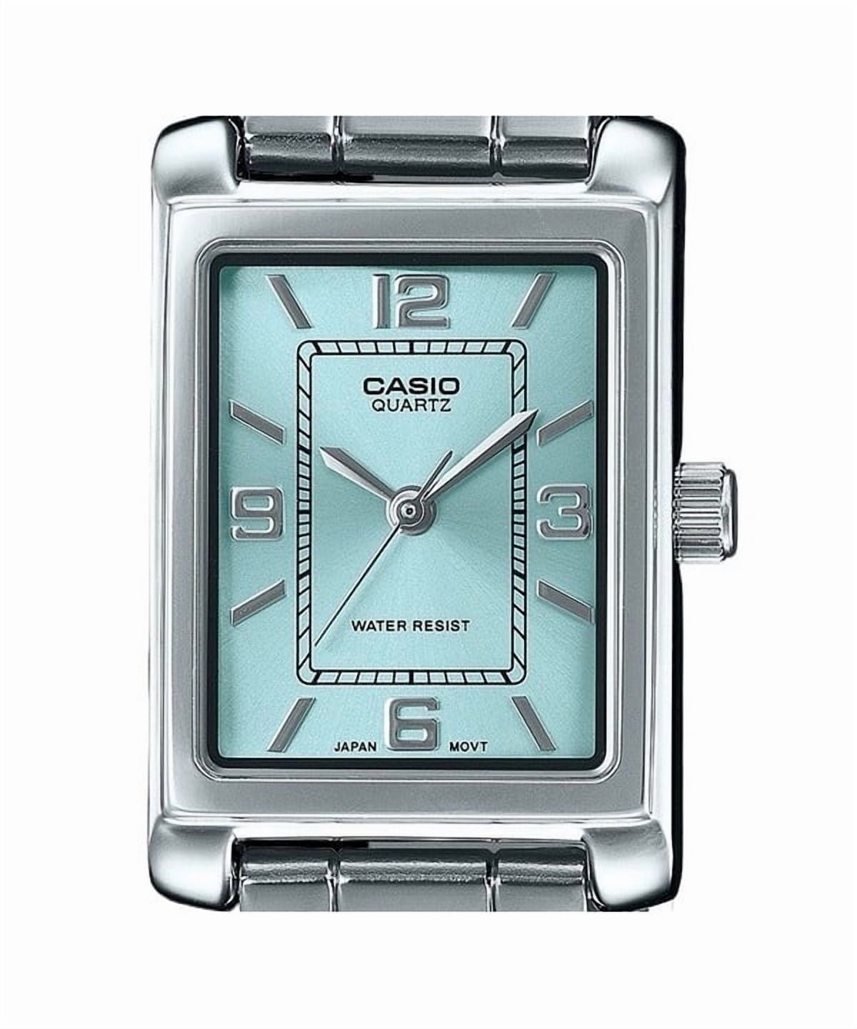 Casio Women’s Silver Analog Watch Aqua Dial Stainless Steel Bracelet -