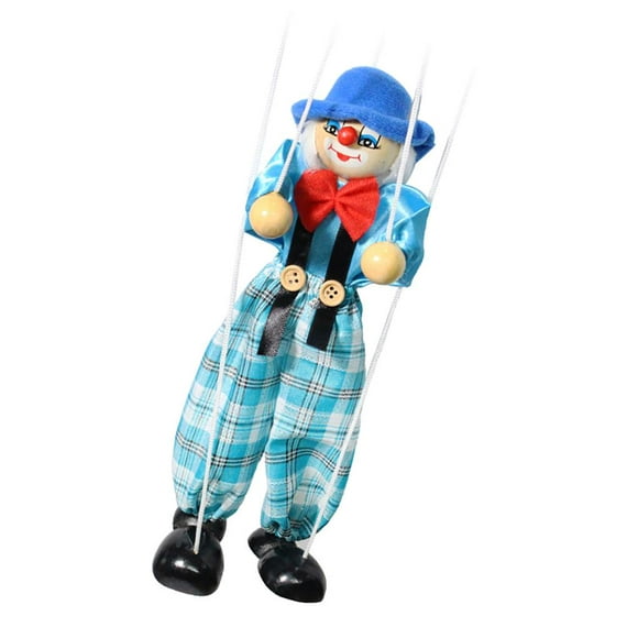 Ruiboury Pull-line Poupée Marionnette Main Marionnette Jouet Parent-Enfant Interactif Mains sur Clown Artisanat Jouet École Théâtre Bleu
