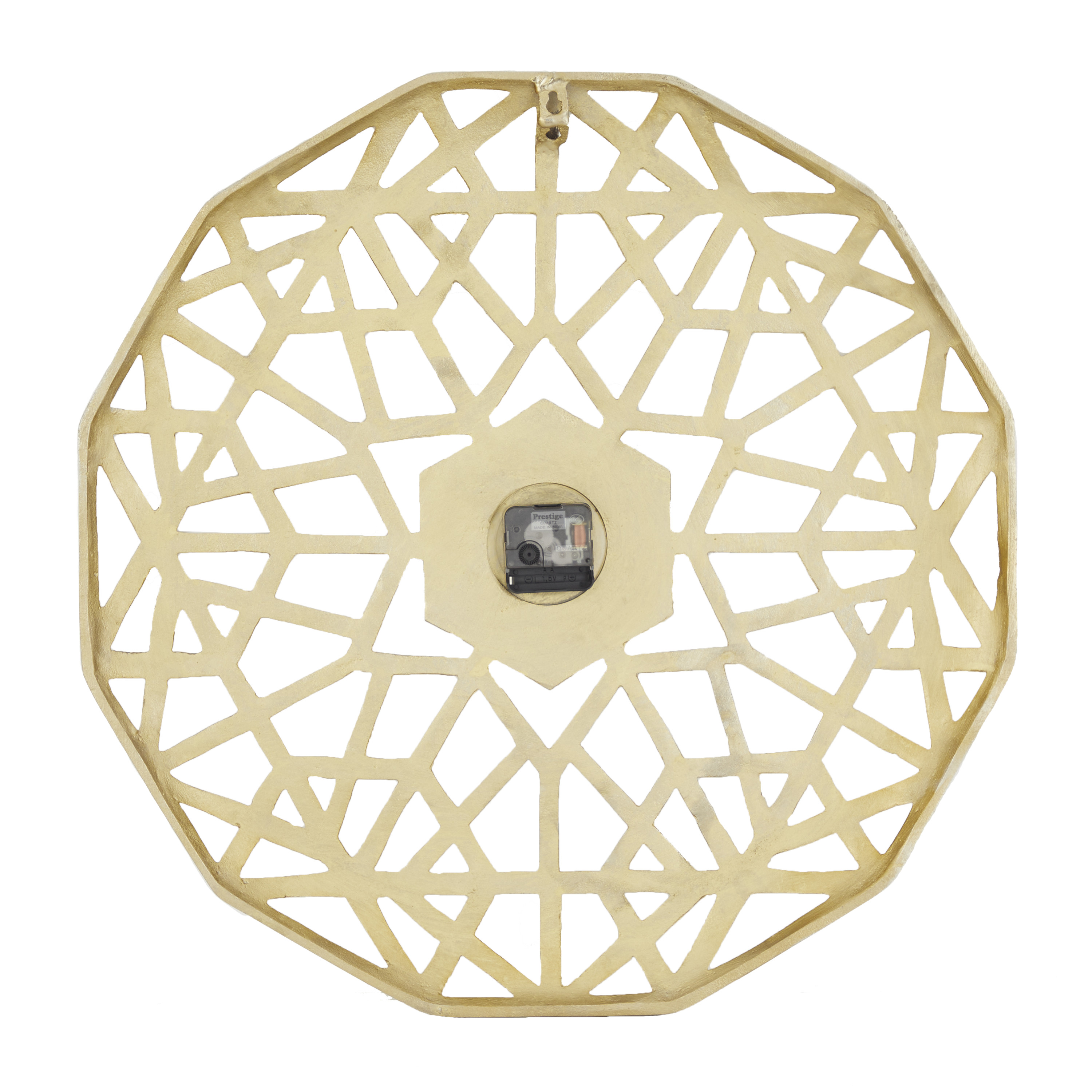 DecMode 24" Gold Aluminum Geometric Wall Clock with Cut Out Design