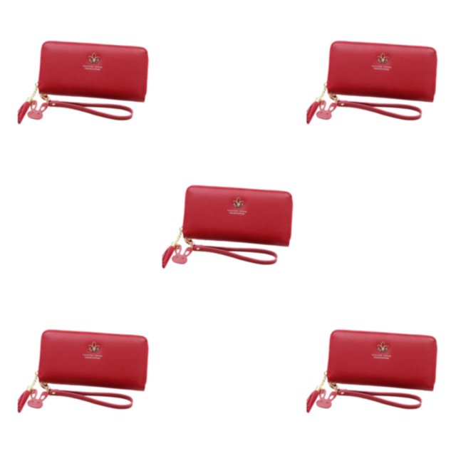 relayinert Portefeuille pour Dames avec Plusieurs Compartiments Tout pour à la Main Mode Rouge Violacé 5Ensemble