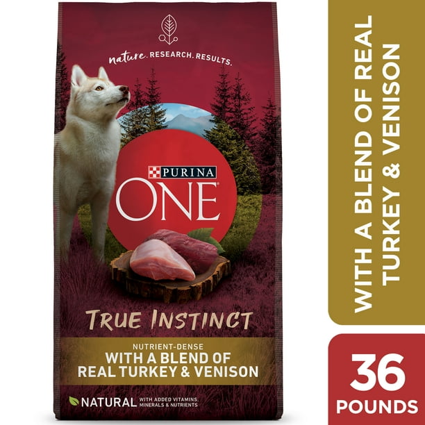 Lærd eksotisk Fitness Purina ONE True Instinct Natural Dog Food, Turkey and Venison Dog Food, 36  lb. Bag - Walmart.com