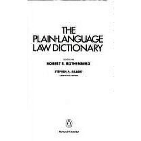 Pre-Owned The Plain-Language Law Dictionary (Paperback) 0140511091 9780140511093