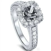 Pompeii 1/2ct Cushion Cut Halo Diamond Vintage Engagement Ring Setting (G/H,SI1-SI2)