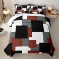 thumbnail image 2 of Castle Fairy Abstract Irregular Square Block Twin Quilt Set 2 Pieces,Minimalist Overlap Geometric Twin Coverlet Set,Rust Gray Black,1 Bedspread and 1 Pillowcase, 2 of 7