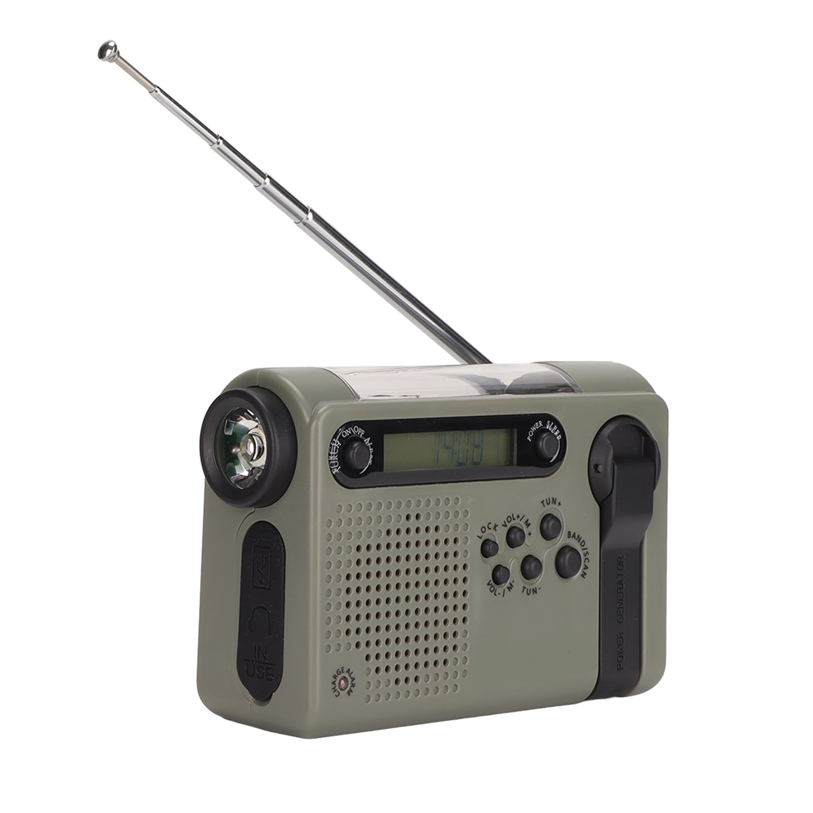 Emergency Radio Portable SOS Alarm Large Memory Capacity FM AM SW Solar Charging Full Band RadioBlack Green