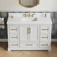 thumbnail image 2 of Deluxe Living 48" Bathroom Vanity with Marble Top, Fully-Assembled vanity with Ceramic Sink,Solid Wood Frame,Greige White, 2 of 9