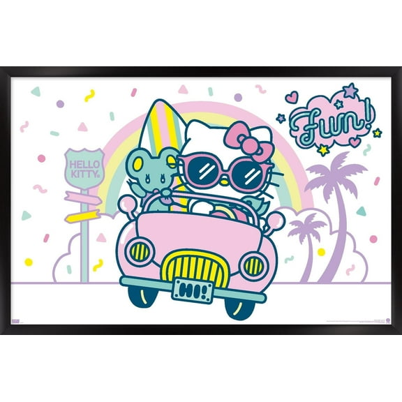 Hello Kitty: 20 Kawaii Vacation - Fun Wall Poster, 14.725" x 22.375" Framed