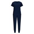 thumbnail image 4 of DPTALR Women Solid Color Loose Pants Multiple Pocket Caregiver Nursing Uniform Short Sleeve Zipper V-Neck Set, 4 of 6
