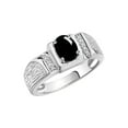 thumbnail image 5 of Rylos 14K White Gold Classic 8X6MM Oval Cabochon Onyx & Sparkling Diamond Ring - Birthstone Jewelry for Men -Size 13, 5 of 7