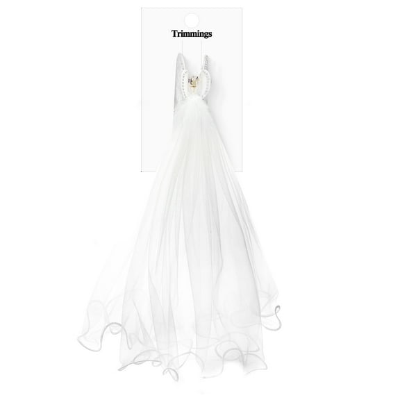 Bride Hair Clip with Veil, White, 1 piece by Trimmings