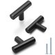 thumbnail image 1 of Paquete de 12 Probrico | Perillas de gabinete de color negro plano de 2 pulgadas, tirador de barra europea, perillas de un solo orificio, manijas de cajón, accesorios de gabinete de cocina de acero in, 1 of 1