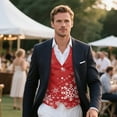 thumbnail image 3 of Yuyamidu Red Snowflake Men's Formal Vest Set Slim Fit Waistcoat for Wedding Prom Party Mens Suit Vest Christmas Tuxedo Vests Size 3XL, 3 of 7