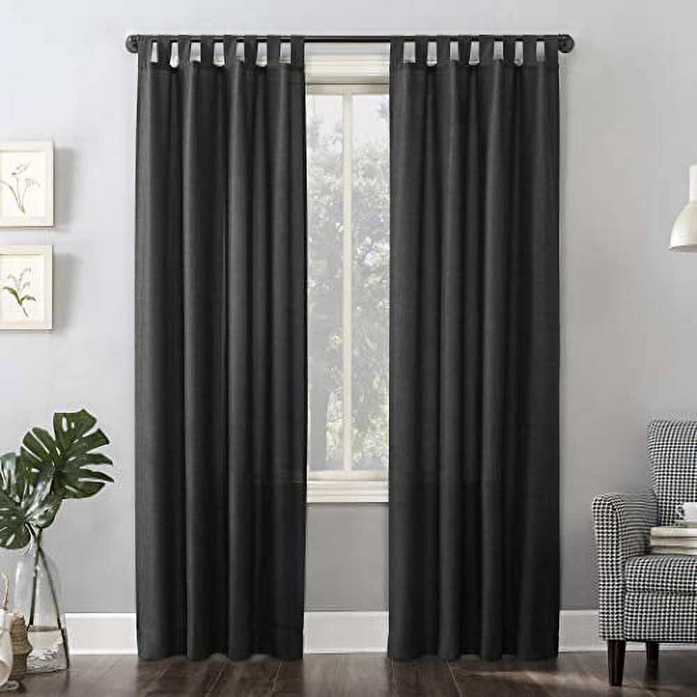 No. 918 Farrell Heathered Texture Semi-Sheer Tab Top Curtain Panel, 40"x63", Coal