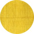 thumbnail image 1 of Ahgly Company Indoor Round Solid Yellow Modern Area Rugs, 5' Round, 1 of 4