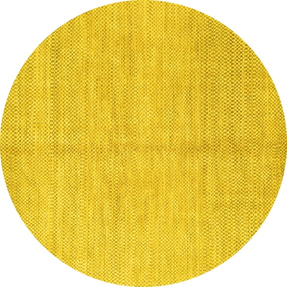 Ahgly Company Indoor Round Solid Yellow Modern Area Rugs, 5' Round