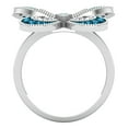 thumbnail image 3 of Dazzlingrock Collection 0.30 Carat (ctw) Round Blue & White Diamond Butterfly Cocktail Right Hand Ring for Women in 925 Sterling Silver, Size 7.5, 3 of 6