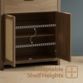 thumbnail image 5 of ARKANTOS Rattan 5 Shelf Bookcase Set, Boho Bookshelf with Doors and Storage Cabinet, Classic Walnut, 5 of 9
