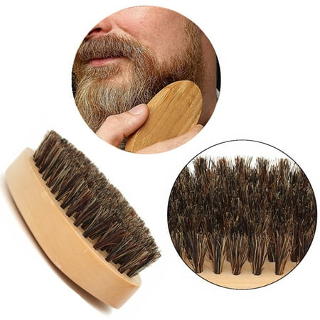 LuckyFine Mens Natural Boar Bristle Beard Brush Grooming Kit & Mustache Beard Care (Best Boar Bristle Brush For Beard)