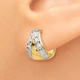 thumbnail image 3 of FB Jewels 14K Yellow Gold & Rhodium Polished and Textured Hoop Earrings, 3 of 4