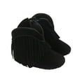 thumbnail image 2 of Jinhomg Baby Girls Cowboy Boots Fashion Tassel Side Zipper Moccasins Soft Bottom Non-Slip Toddler Shoes Black 11, 2 of 6