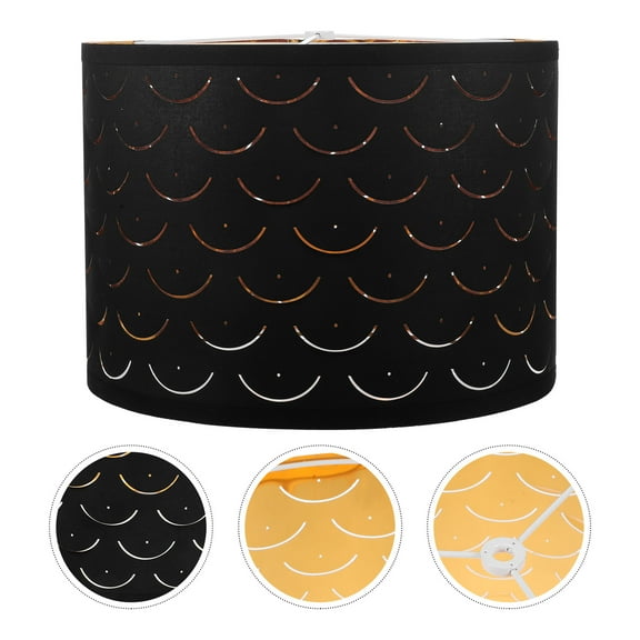 Masteelf Modern Black Fabric Lamp Shade with Iron Base for Decor Simple Style Bedside Table or Floor Lamp 6x10 inches