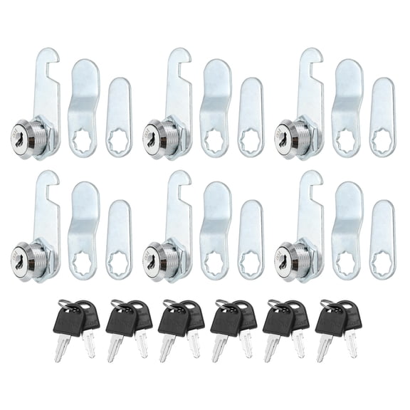 Uxcell 5/8" Zinc Alloy Cabinet Cam Locks Keyed Different for File Drawer Mailbox, Silver Tone 6 Pack