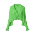 thumbnail image 4 of Garbnen Chiffon Shrug Cardigan for Women Open Front Cropped Long Sleeve Women's Cardigans Pleated Lightweight Casual Sun Protection Sheer Shawl Green, 4 of 7