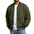 thumbnail image 2 of Vxararl Men Bomber Jacket Zip Up Baseball Collar Varsity Windbreaker, Long Sleeve Casual Winter Outer Coat with Side Hand Pockets for Daily Commuting Street Travel Cold‑Weather Outfits Army Green XL, 2 of 7