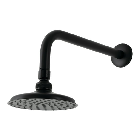 Kingston Brass K135A0CK Victorian 5-1/4-Inch Round Raindrop Brass Shower Head with 12-Inch Shower Arm in Matte Black